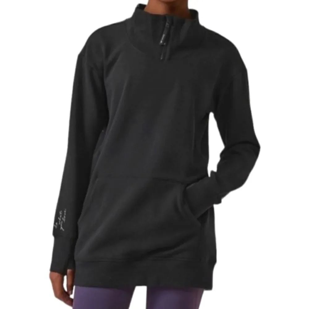 Athleta Girls Black Retroactive Half-Zip Pullover Sweatshirt Top